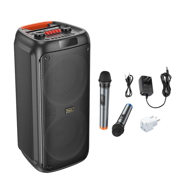 EOL HOCO głośnik bluetooth + 2 x bezprzewodowe mikrofony HA7 czarny
