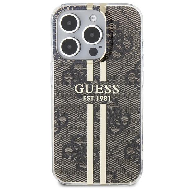 GUESS futerał do IPHONE 15 Pro Max GUHCP15XH4PSEGW (4G Gold  Stripe) brązowy