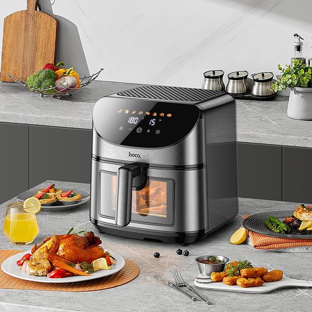 Frytkownica beztłuszczowa Air Fryer Hoco z ekranem dotykowym i okienkiem 8L 1700W HE21 czarna