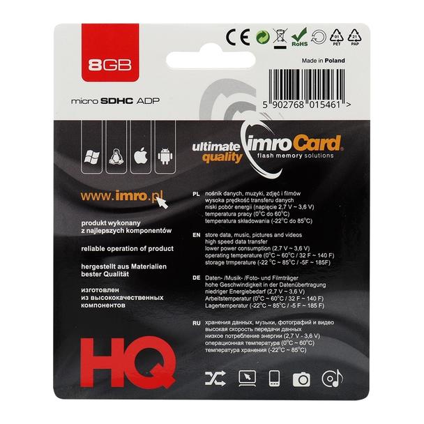 IMRO karta pamięci microSD 8GB z adapterem SD