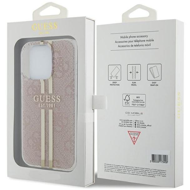 GUESS futerał do IPHONE 14 Pro Max GUHCP14XH4PSEGP (4G Gold  Stripe) różowy
