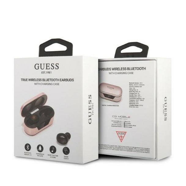 GUESS słuchawki bezprzewodowe bluetooth TWS + stacja dokująca GUTWST31EP (BT5 Classic) różowe