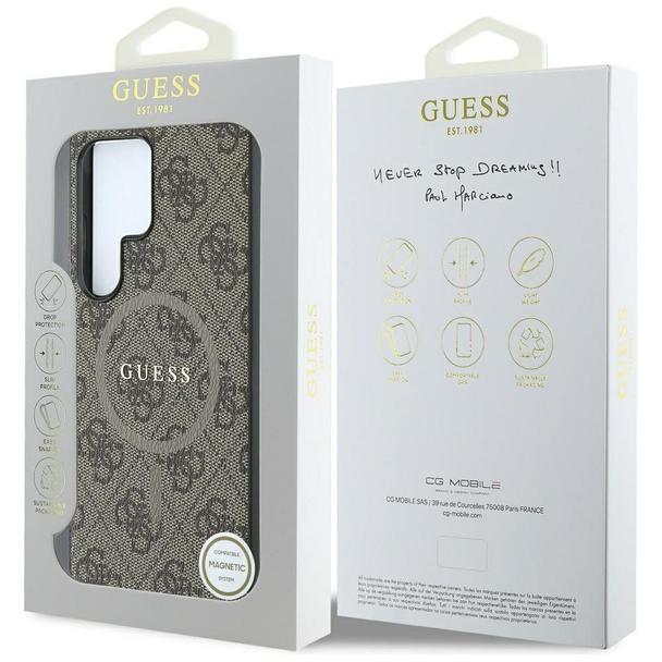 GUESS futerał do SAMSUNG S25 Ultra GUHMS25LG4GFRW (Magnetic PU 4G Ring Classic Logo) brązowy