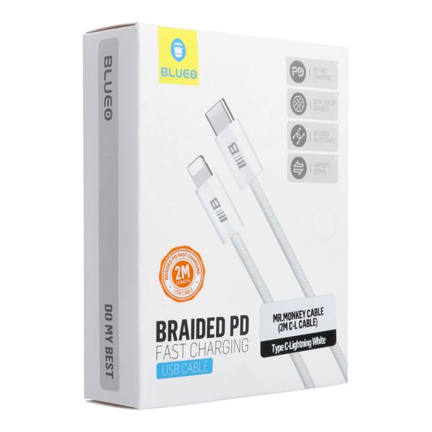 BLUEO kabel Typ C do Lightning QC4.0 60MB/S PD60W 2 m biały