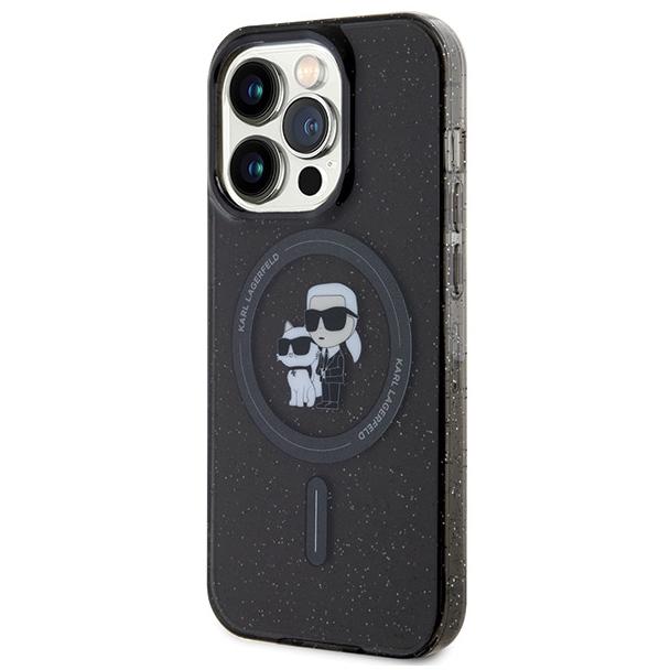 KARL LAGERFELD futerał do IPHONE 15 Pro KLHMP15LHGKCNOK (Glitter + MAG) czarny