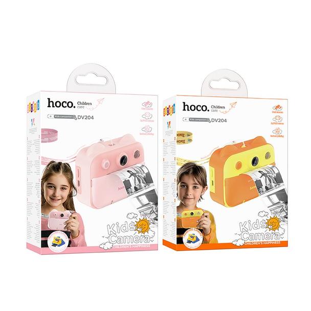 Aparat cyfrowy dla dzieci z drukarką i funkcją selfie Hoco 2,4" DV204 różowy