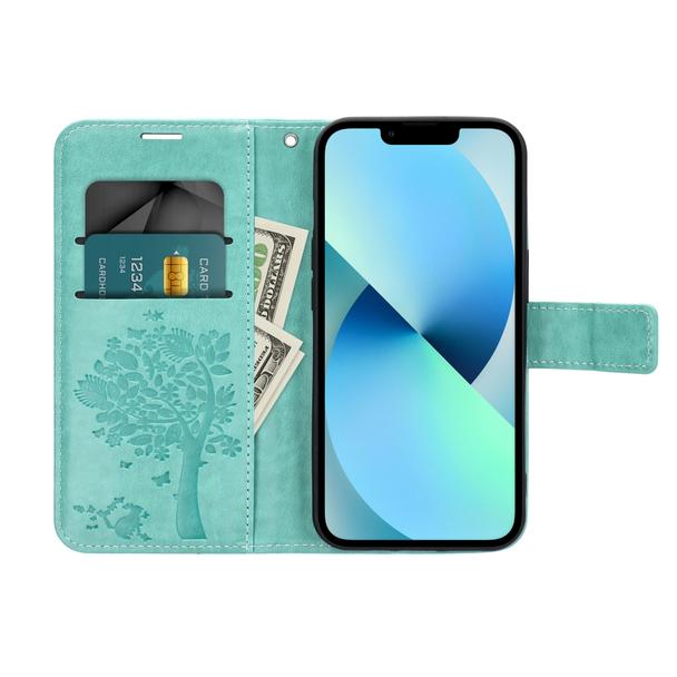 Etui z klapką na iPhone 13 Mezzo Book drzewo zielone