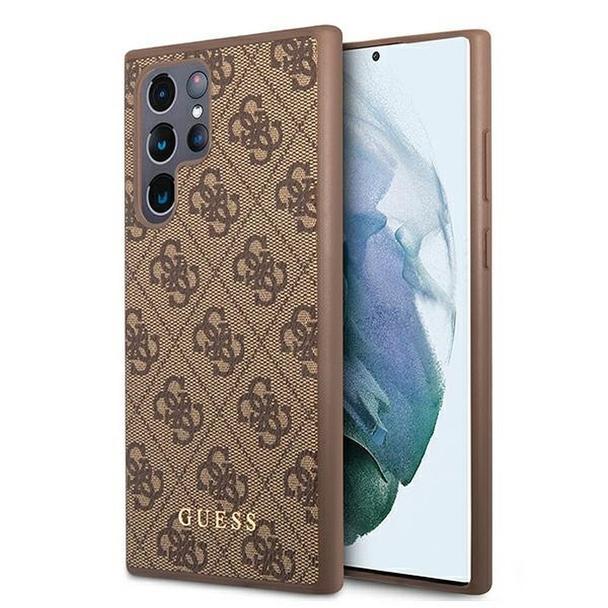 GUESS futerał do SAMSUNG S22 Ultra GUHCS22LG4GFBR (4G Metal Gold Logo) brązowy
