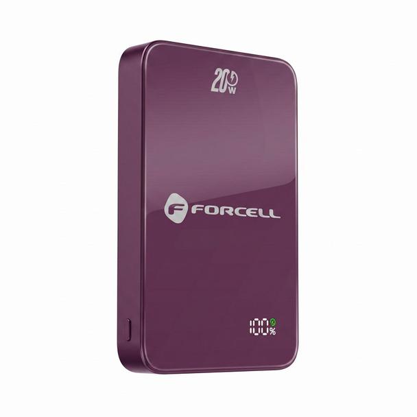Powerbank zgodny z MagSafe Forcell F-Energy SuperSlim F10K8 QC4.0 PD3.0 15W 10000 mAh burgundowy 0INT