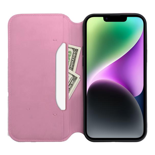 Etui z klapką na iPhone 16 PLUS Dual Pocket Book jasnoróżowe
