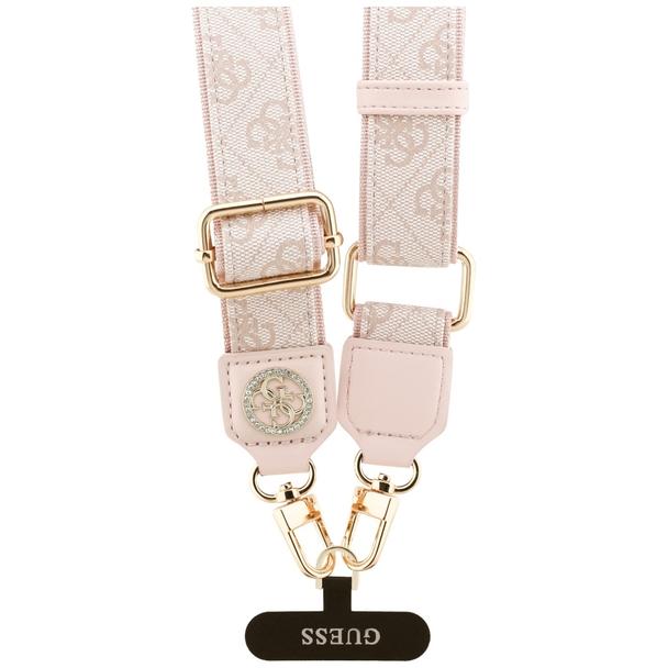 GUESS uniwesalny pasek GUUCNP4DGMP (4G PU Strap Tether Patch Strass Metal Logo) różowy