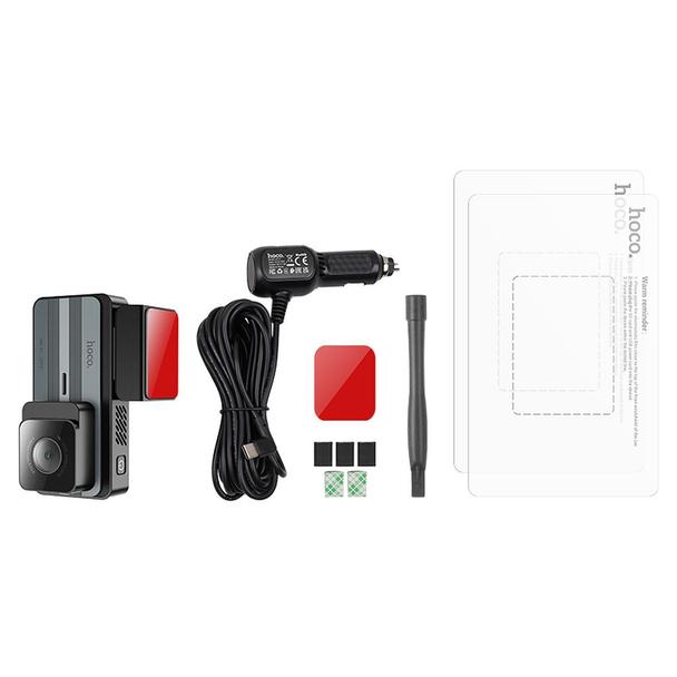 Kamera samochodowa Hoco z wyświetlaczem 3,69" 2K GPS DV11 srebro szara
