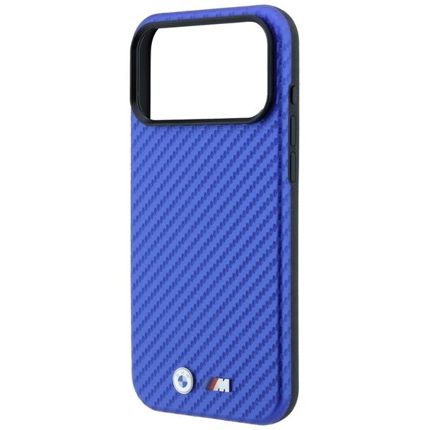 BMW futerał do IPHONE 18 Pro/17 Pro kompatybilny z MagSafe (Carbon Metal Logo) niebieski