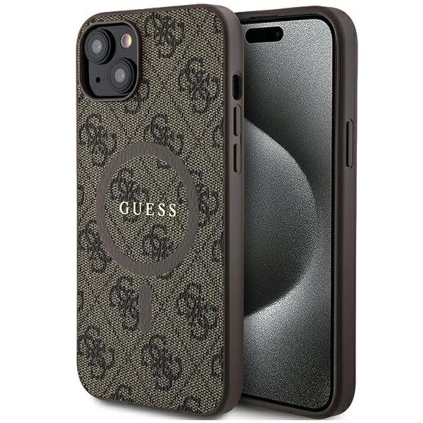 GUESS futerał do IPHONE 14 kompatybilny z MagSafe GUHMP14SG4GFRW (4G Ring classic logo) brązowy