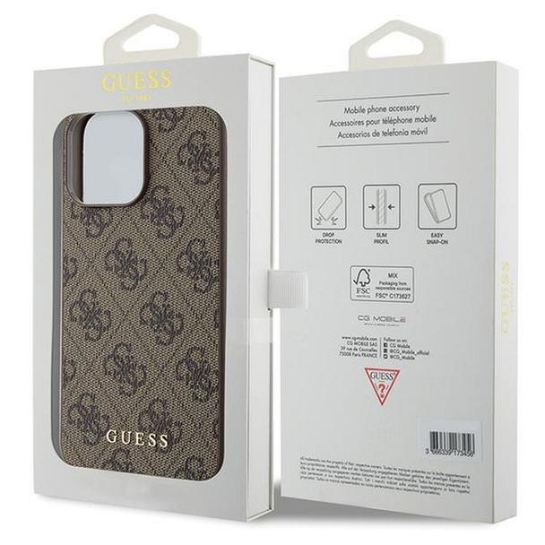 GUESS futerał do IPHONE 15 Pro Max GUHCP15XG4GFBR (4G Metal Logo) brązowy