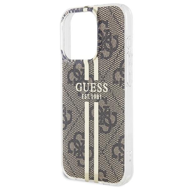 GUESS futerał do IPHONE 15 Pro Max GUHCP15XH4PSEGW (4G Gold  Stripe) brązowy
