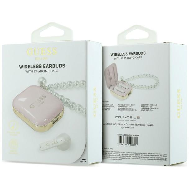 Słuchawki bezprzewodowe douszne GUESS TWS Pearl Strap GUE005293 różowe
