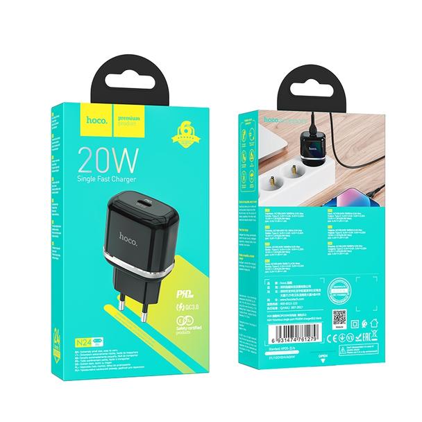 HOCO ładowarka sieciowa Typ C PD QC3.0 20W N24 czarna