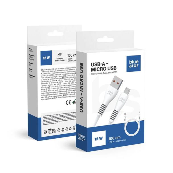 Kabel USB A do Micro USB Blue Star 2A 1 m DC99M biały