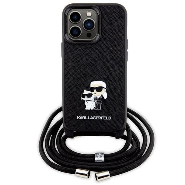 KARL LAGERFELD futerał do IPHONE 13 Pro KLHCP13LSAKCPSK (Saffiano KC Metal PIN Crossbody) czarny