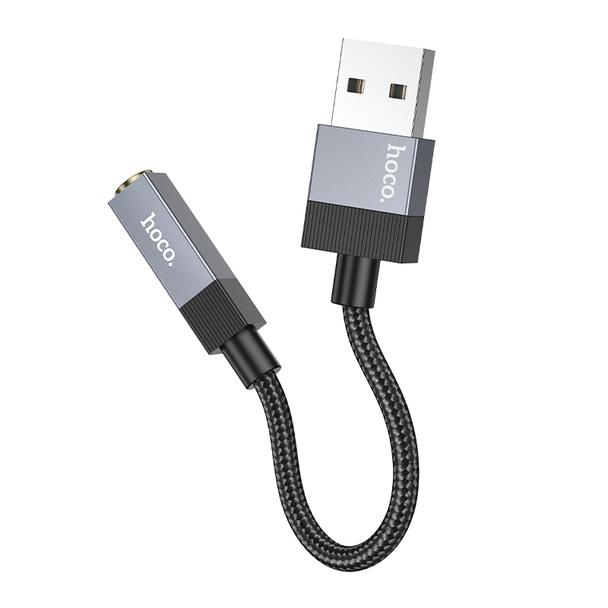 Adapter AUX USB A (męski) do Jack 3,5 mm (żeński) Hoco UPA32D czarny