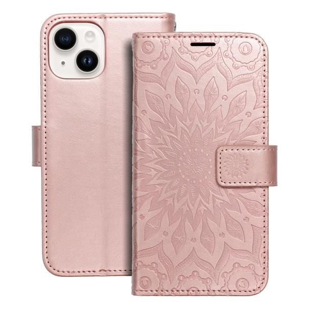 Etui z klapką na iPhone 14 Mezzo Book mandala złoto-różowe