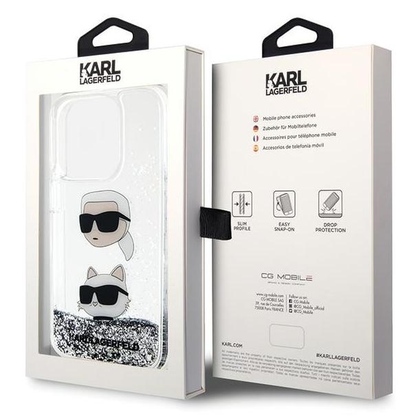 KARL LAGERFELD futerał do IPHONE 14 Pro KLHCP14LLDHKCNS (Liquid Glitter KC) biały