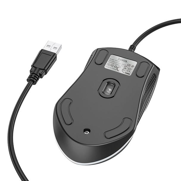 Myszka przewodowa Hoco USB A 1000 dpi z podświetleniem GM19 czarna