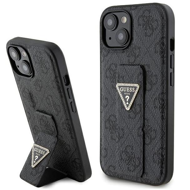GUESS futerał do IPHONE 13 / 14 / 15 GUHCP15SPGS4TDK (Grip Stand 4G Triangle Strass) czarny