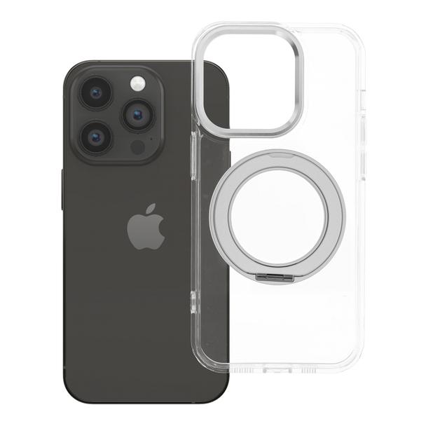 Etui na iPhone 14 PRO Frame Circle Stand zgodne z MagSafe transparentne