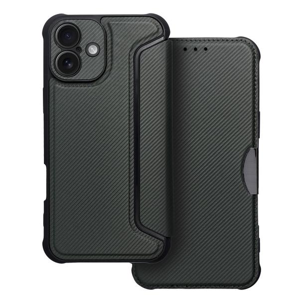 Etui z klapką na iPhone 16 Razor Book ciemnozielone