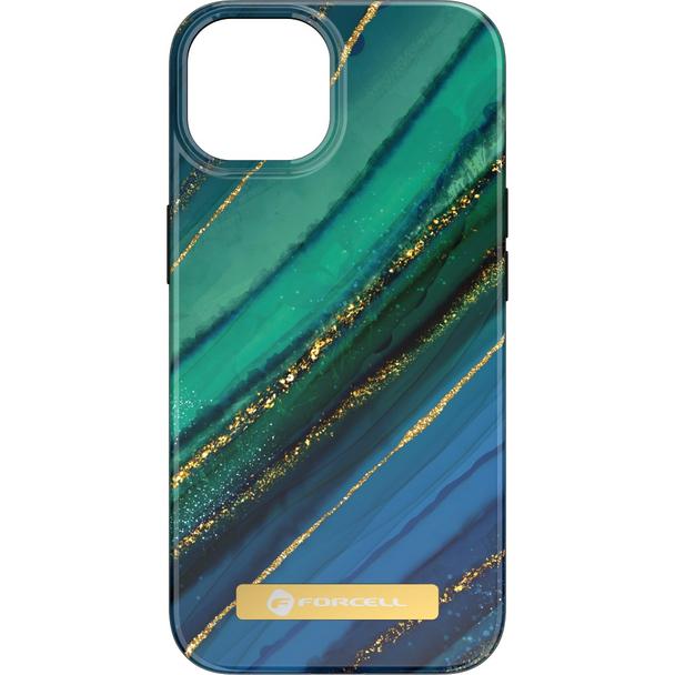 Etui na iPhone 15 Forcell F-Protect Mirage zgodny z MagSafe jade marble