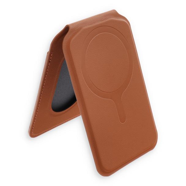 Etui portfel z podstawką zgodne z MagSafe Satechi Vegan Leather Wallet Stand skórzane brązowe