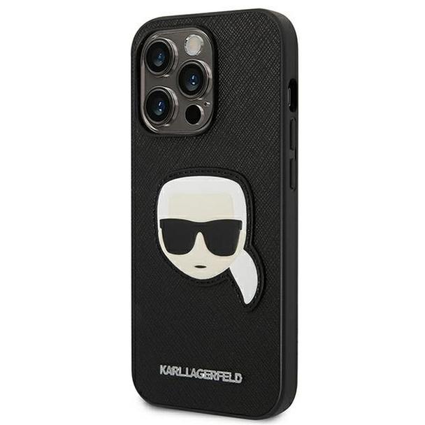 KARL LAGERFELD futerał do IPHONE 14 Pro KLHCP14LSAPKHK (Saffiano With Karl Head Patch) czarny