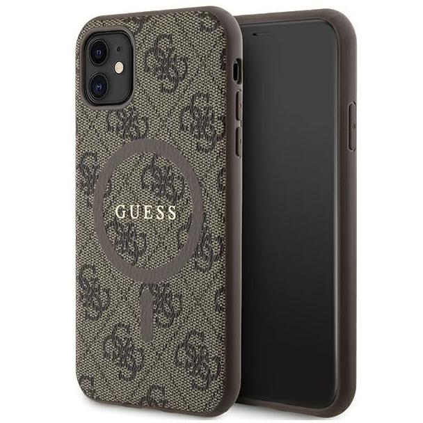 GUESS futerał do IPHONE 11 kompatybliny z MagSafe GUHMN61G4GFRW (4G Ring classic logo) brązowy