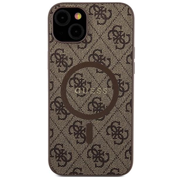 GUESS futerał do IPHONE 14 kompatybilny z MagSafe GUHMP14SG4GFRW (4G Ring classic logo) brązowy