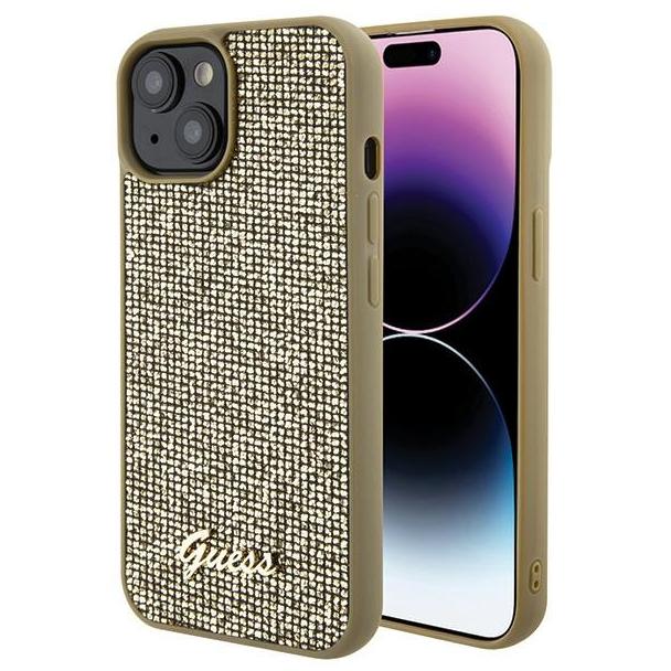 GUESS futerał do IPHONE 13 / 14 / 15 GUHCP15SPMSDGSD (Disco Metal Script) złoty