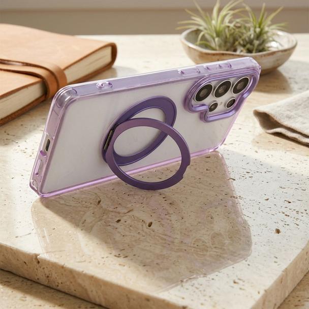 Etui na Samsung A57 Frame Circle Stand zgodne z MagSafe fioletowe