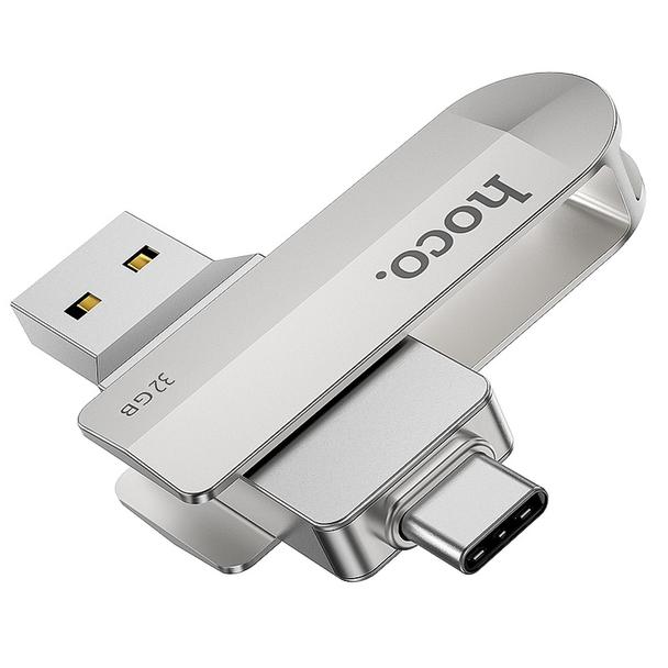 Pendrive 32GB USB 3.0 (USB A + USB C) Hoco UD10 srebrny