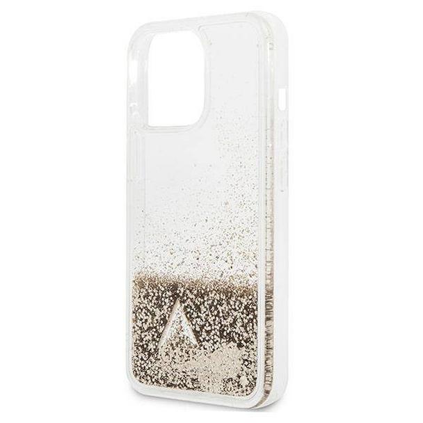 GUESS futerał do IPHONE 14 Pro GUOHCP14LGLHFLGO (Liquide Glitter Charms) złoty