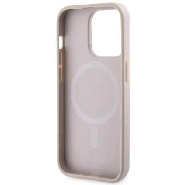 GUESS futerał do IPHONE 14 Pro kompatybilny z MagSafe GUHMP14LHGCFSEP (CUBE Stripes) różowy