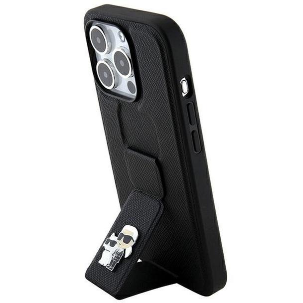 KARL LAGERFELD futerał do IPHONE 14 Pro KLHCP14LGSAKCPK (Gripstand Saffiano KC PIN) czarny