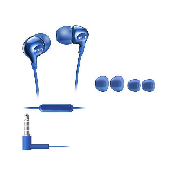 Słuchawki przewodowe Jack 3,5 z mikrofonem PHILIPS headphones SHE3705BL niebieskie