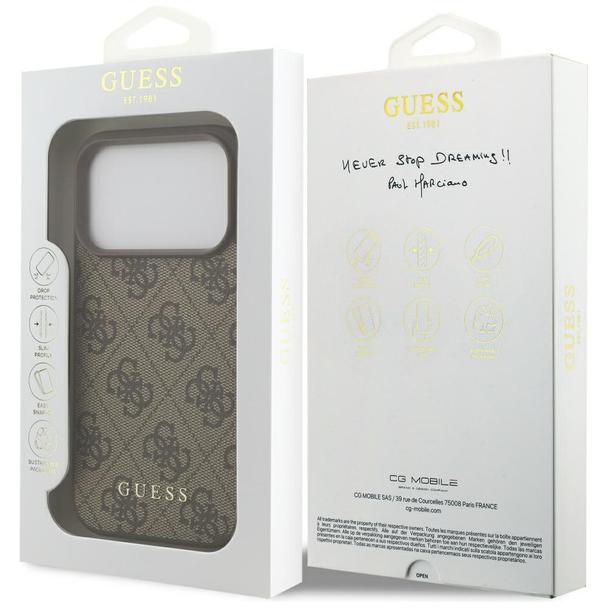 GUESS futerał do IPHONE 17 Pro GUHCP17LG4GFBR (PU 4G Classic) brązowy