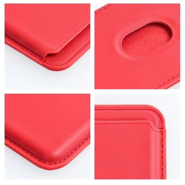 Portfel magnetyczny na karty LEATHER MAG WALLET kompatybilny z MagSafe  czerwony