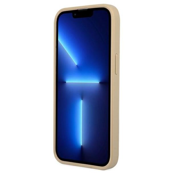 GUESS futerał do IPHONE 13 / 14 / 15 GUHCP14SPSATLE (SaffianoTriangle Logo) beżowy