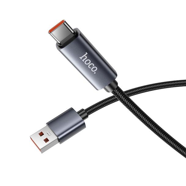 Kabel USB A do USB C Hoco 5A z wyświetlaczem 1 m X112 czarny