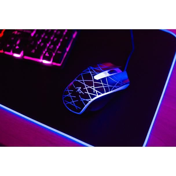 ART zestaw klawiatura przewodowa USB A QWERTY podświetlana + myszka przewodowa USB A podświetlana AK-50 czarny