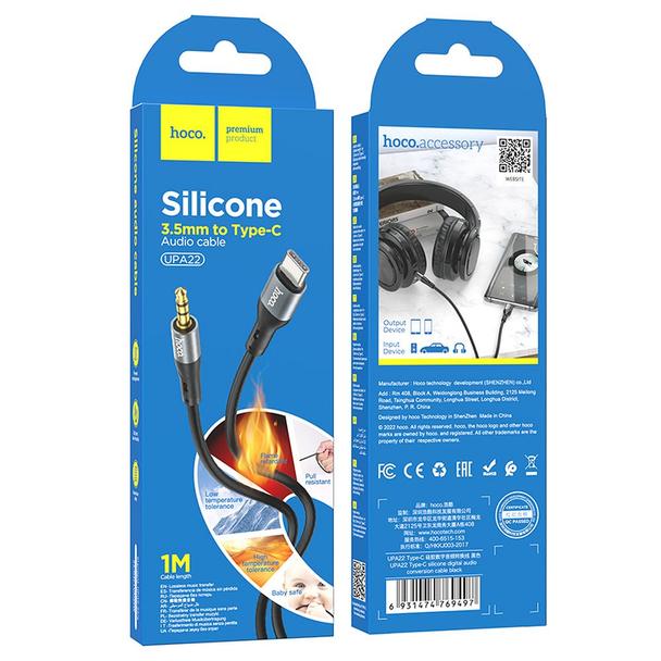 Kabel AUX Jack 3,5 mm do USB C Hoco 1 m UPA22 czarny