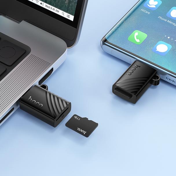 Czytnik kart TF 2.0 USB-C Hoco HB53 czarny